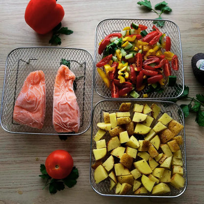 Multi-layer Air Fryer Baskets with 2 Complimentary Heat-Resistant Tongs