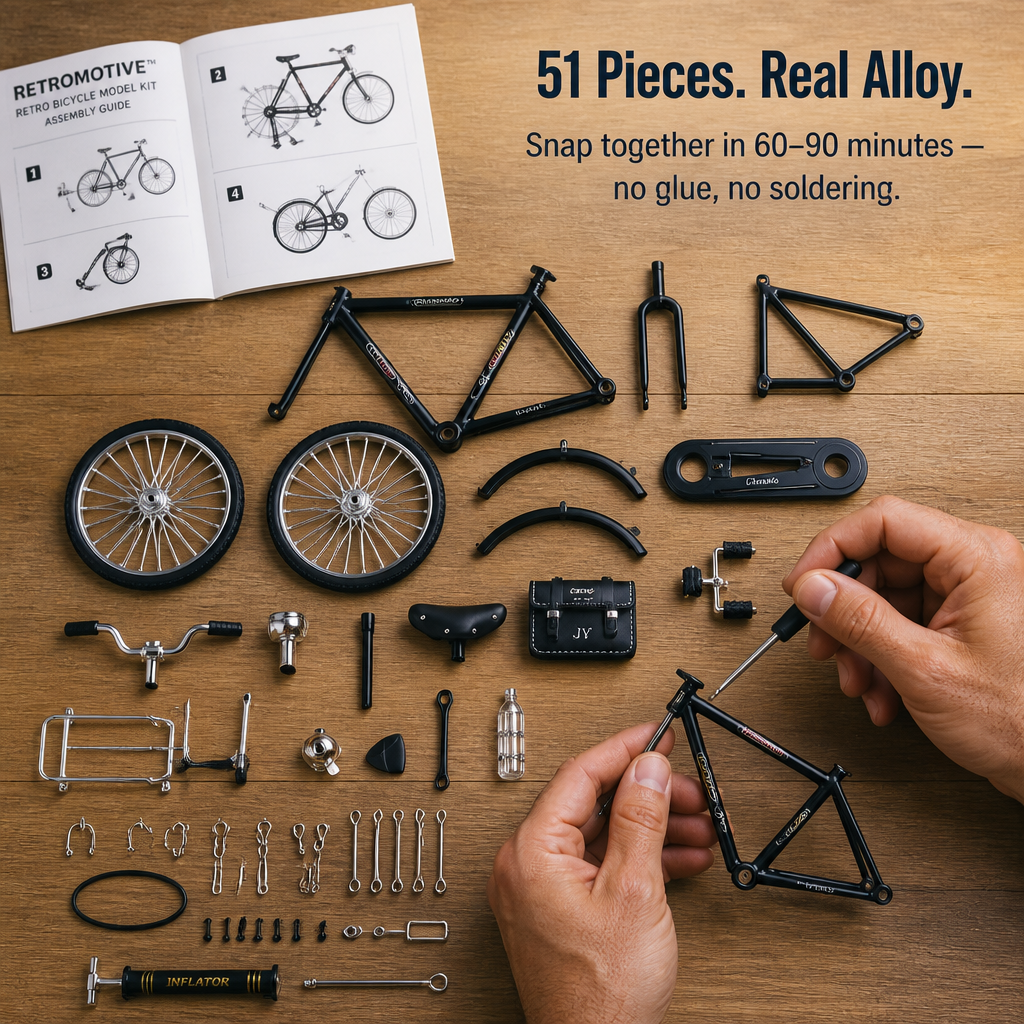 RetroMotive™ — Assemble a Functional 1:10 Classic Bicycle From 51 Alloy Components