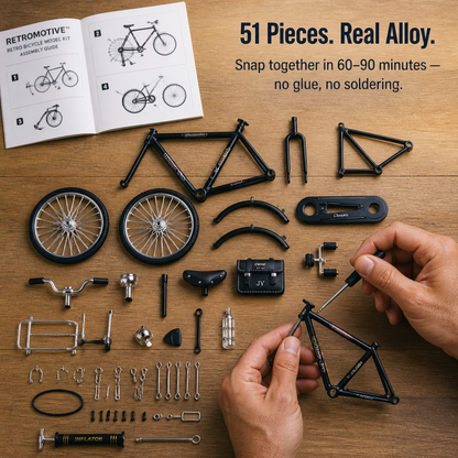 RetroMotive™ — Assemble a Functional 1:10 Classic Bicycle From 51 Alloy Components