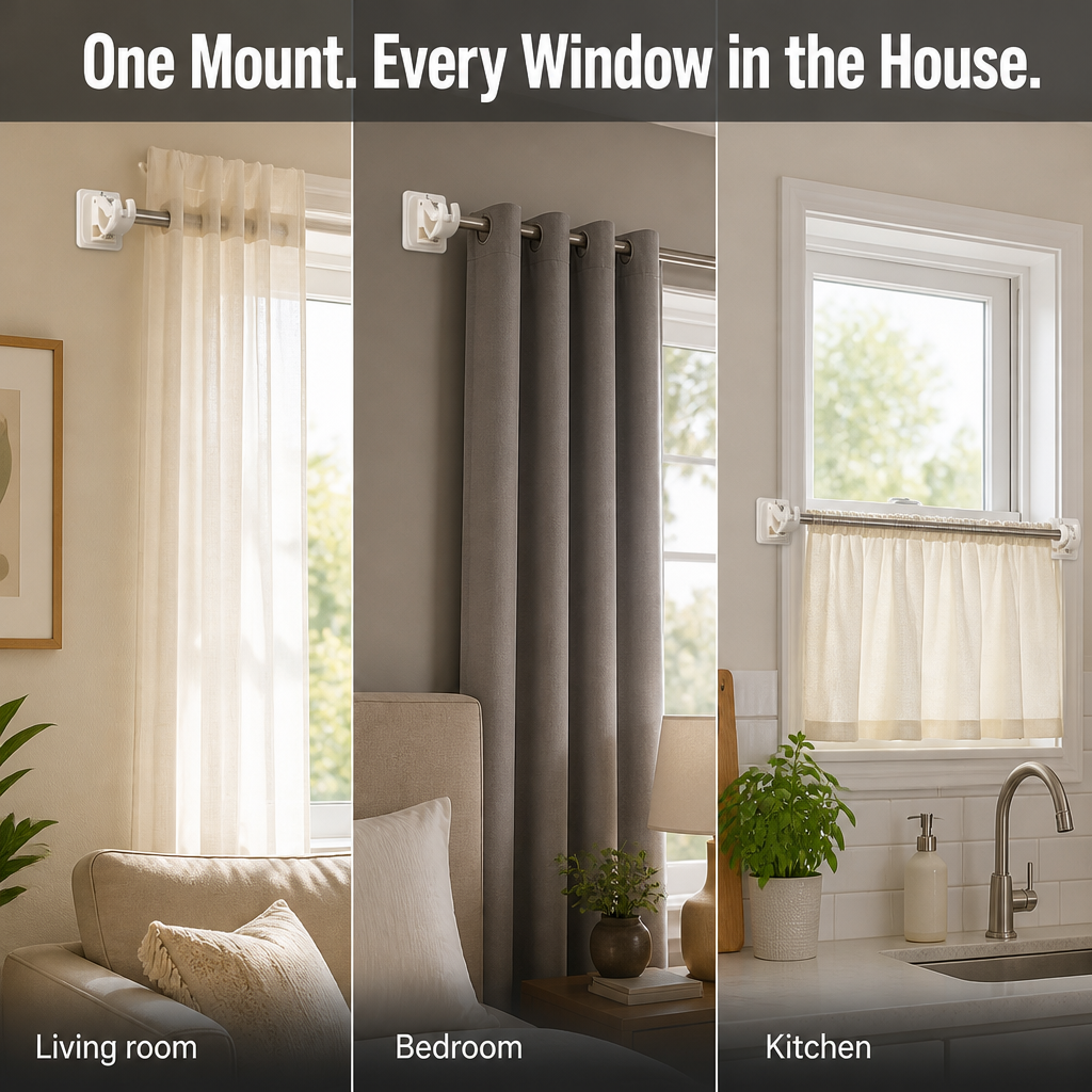 GripSafe™ — Mount Curtain Rods in 60 Seconds Without Drilling Any Holes