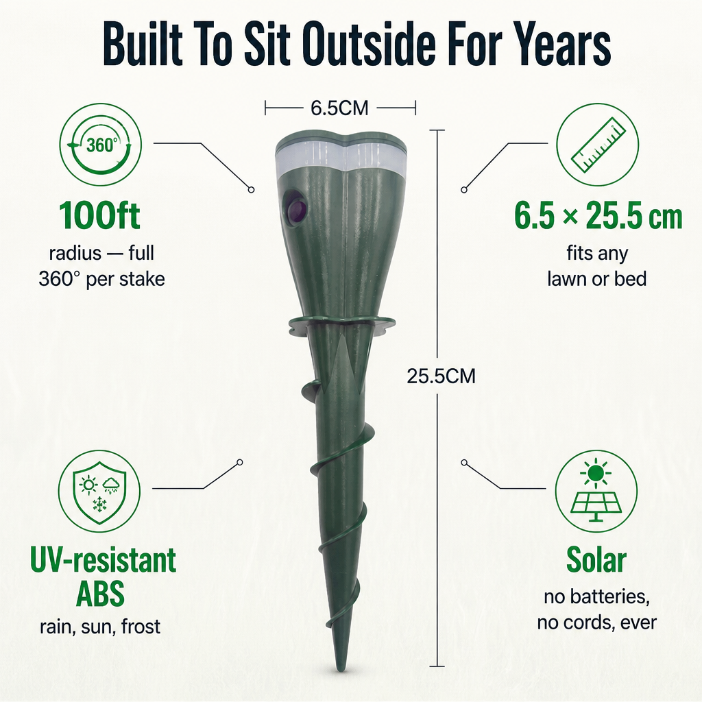 PestGuard™ — Repel Moles, Voles & Groundhogs Using 100ft Quiet Solar Pulses