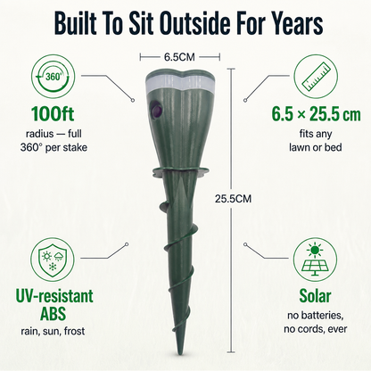 PestGuard™ — Repel Moles, Voles & Groundhogs Using 100ft Quiet Solar Pulses