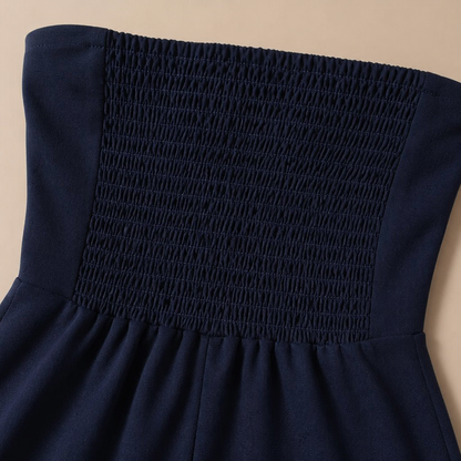 Solenne™ – Stylish Strapless Wide-Leg Jumpsuit with Smocked Back