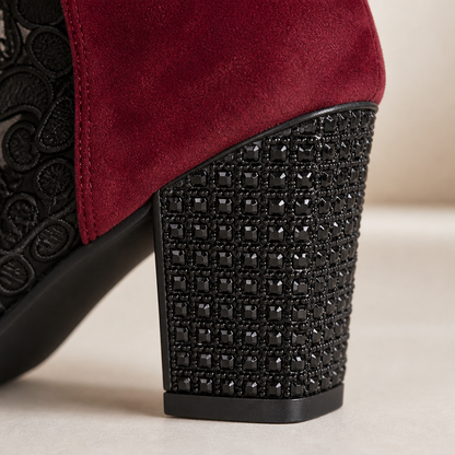 SerenLace™ Floral Lace Block Heel Ankle Boots — Feel Stunningly Stylish and Comfortable All Day Long