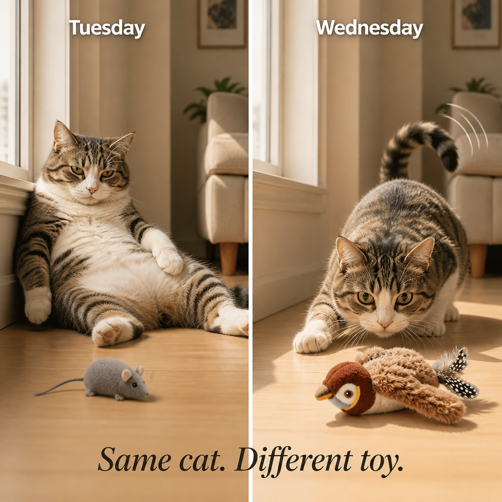 FeralFlicker™ — Activate Your Indoor Cat's Hunting Instinct With a Single Paw Tap