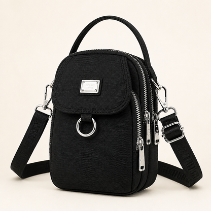 VeloTrek™ – Weatherproof Oxford Compact Crossbody Bag with Triple-Zip Design