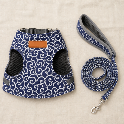 PurrfectFit™ – Cat Vest Harness with Japanese Swirl Design and Cushioned Leash
