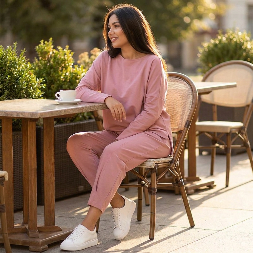 LuminaEase™ – Casual Boat-Neck Top & Slim Fit Pant Set