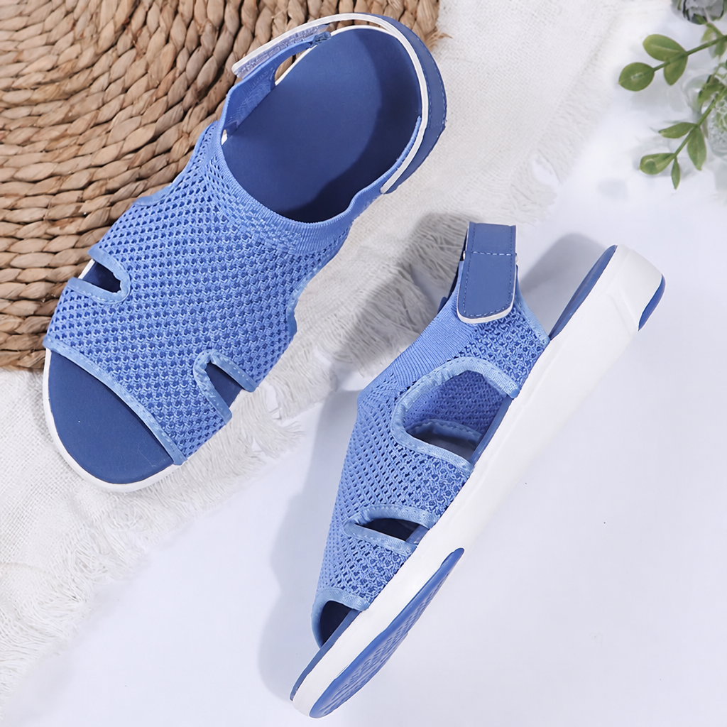AeroLuxe™ – Padded Mesh Slingback Sandals Featuring Velcro Strap