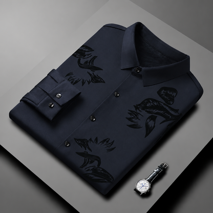 VulcanTherm™ – Slim-Cut Fleece-Lined Shirt Featuring Brushstroke Design