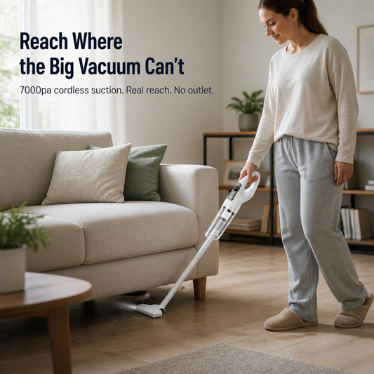 SparkBlitz™ — Cordlessly Lift Crumbs, Pet Hair, and Dust From Every Nook