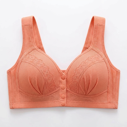 Sculptique™ – Wireless Lift Bra with Front Snap and Lace Accents