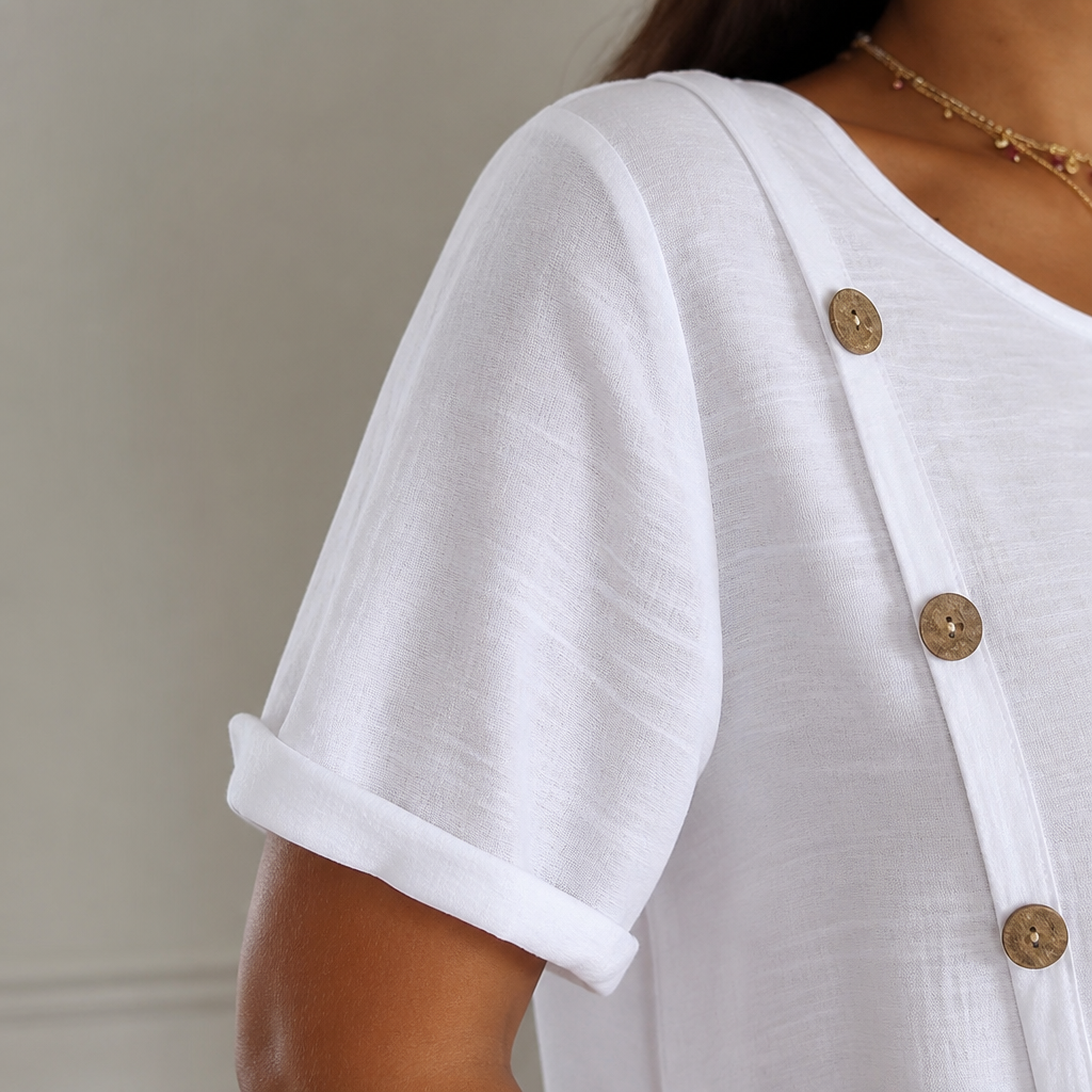 LumeaLuxe™ – Casual Cotton Top with Side-Button Accent
