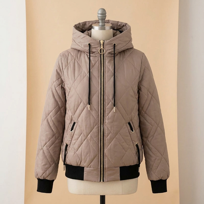 RamoraVibe™ – Diamond-Stitched Parka with Hood and Drawstring Closure