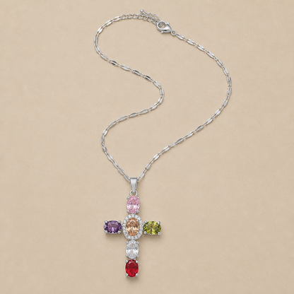 DazzleDrop™ – Crystal Cross Pendant Necklace in Multicolor