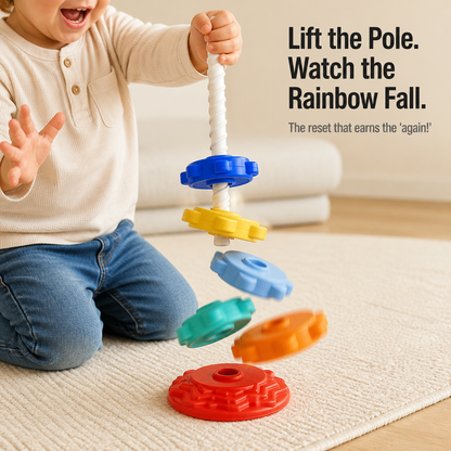 TwirliPlay™ — Twirl Rainbow Discs Around a Spiral Pole Toddlers Love to Spin