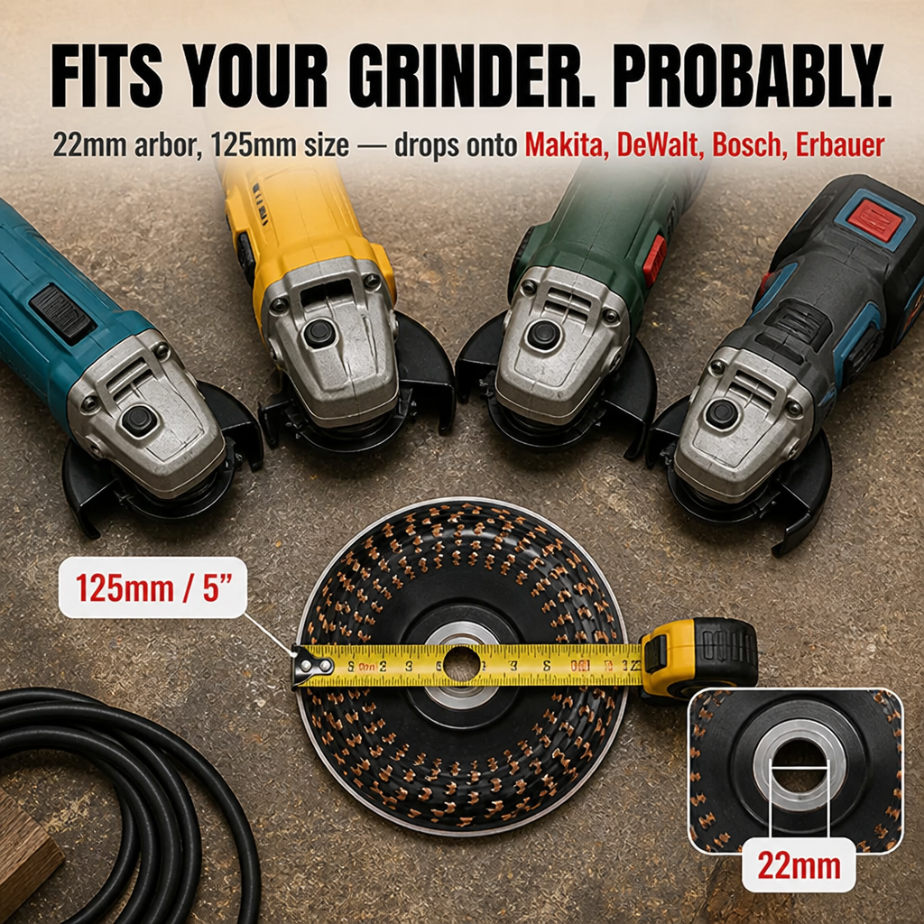 Glidara™ — Shape, Sculpt & Smooth Hardwood Fast Using Any 125mm Angle Grinder