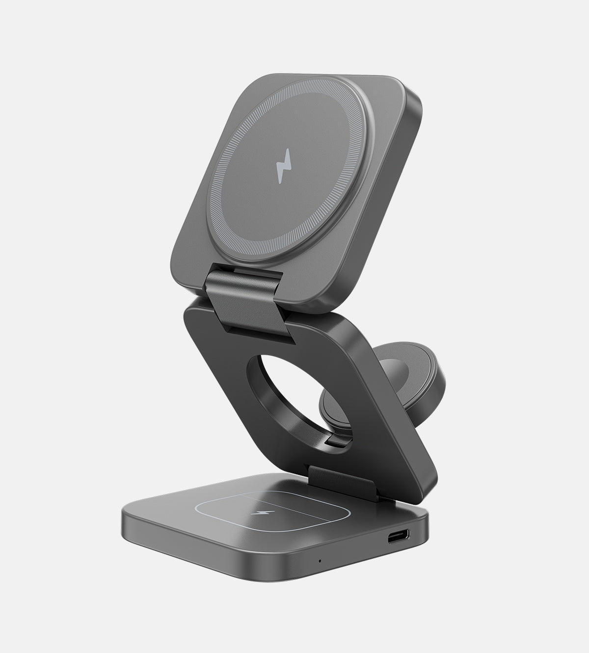 KUXIU X55 3-in-1 Foldable Magnetic Wireless Charger Station - Gray