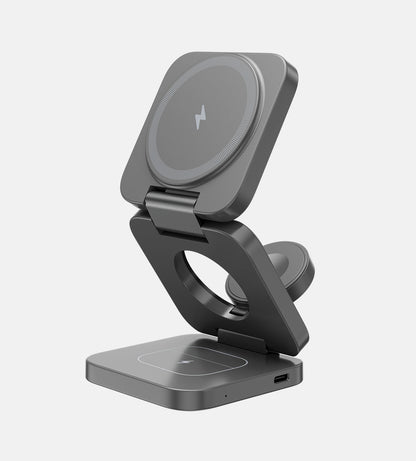 KUXIU X55 3-in-1 Foldable Magnetic Wireless Charger Station - Gray
