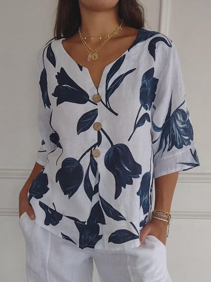 ZephyraLuxe™ Linen V-Neck Top — Keep Cool, Fresh, and Perfectly Confident All Day