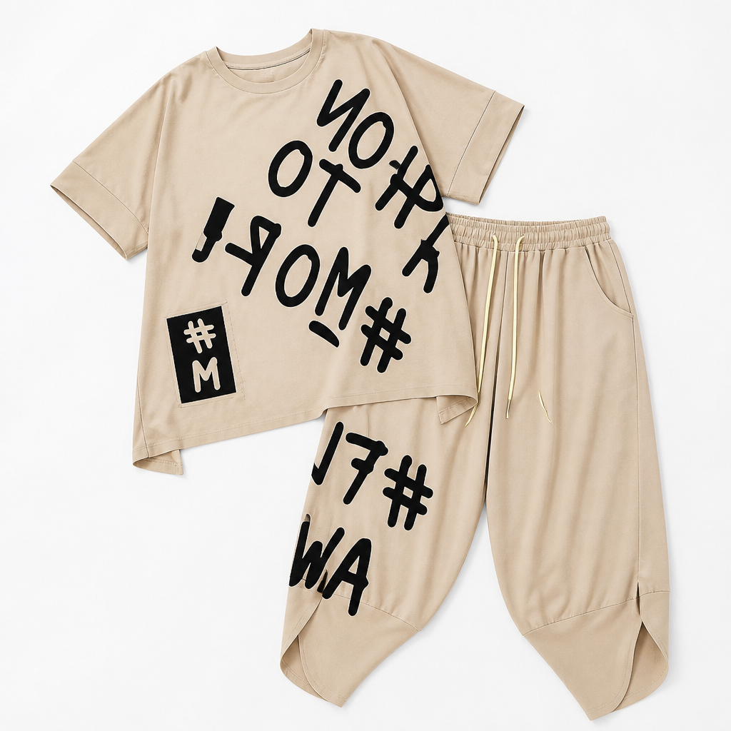 Brixa™ – Large Graffiti Graphic Lounge Two-Piece Set