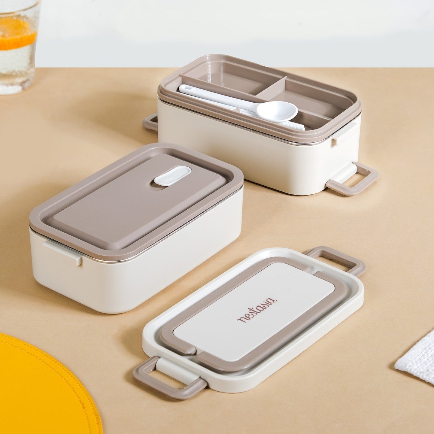 Ninja Airtight Double Decker Bento Lunch Box in Matte Beige, 2000ml Capacity