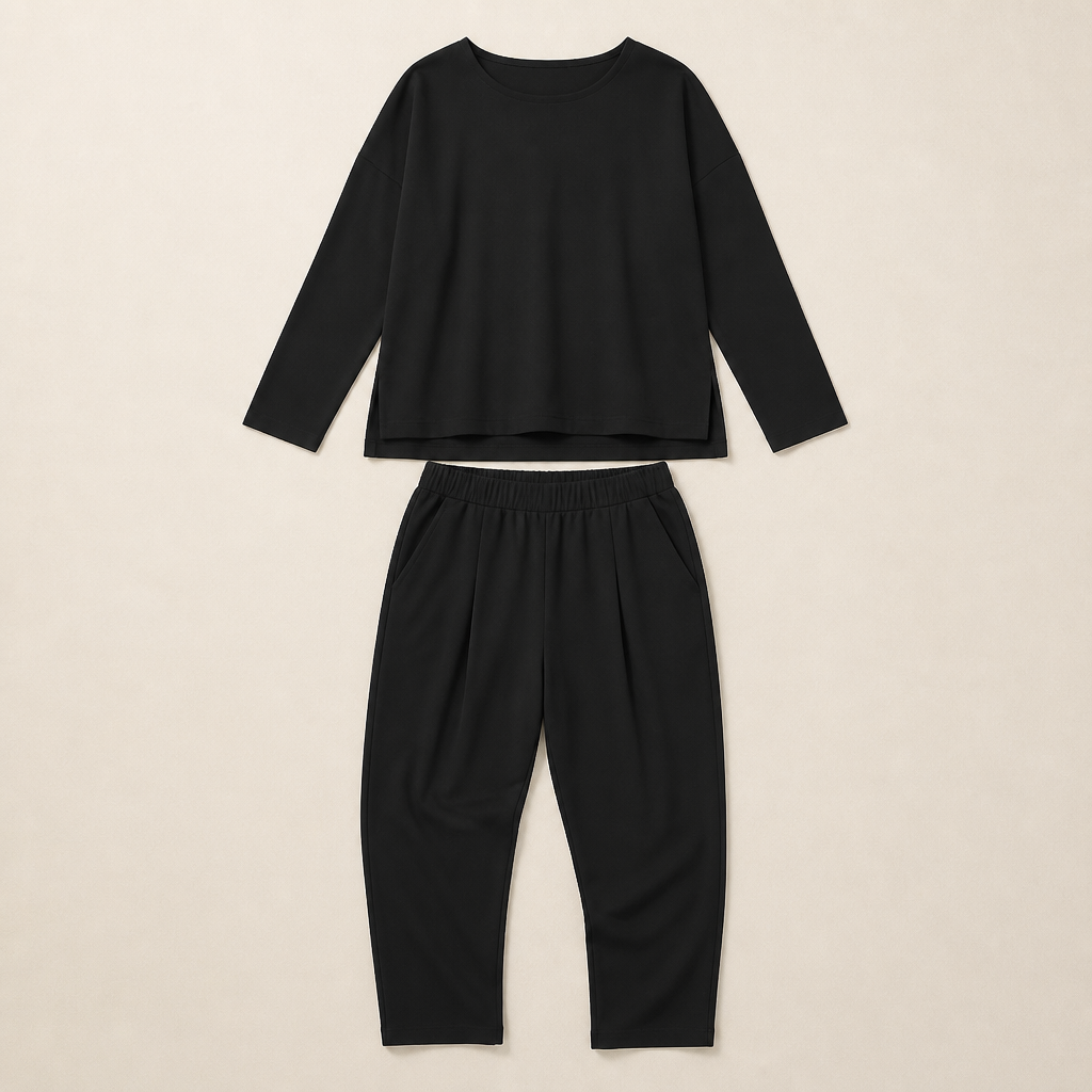 Mirelle™ – Casual Boat-Neck Two-Piece Outfit with Slim Pleated Tapered Pants