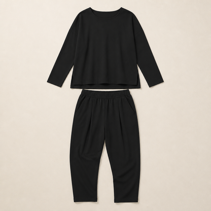 Mirelle™ – Casual Boat-Neck Two-Piece Outfit with Slim Pleated Tapered Pants