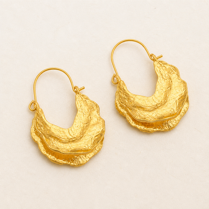Selenia™ – Textured Gold Crescent Bold Hoop Earrings