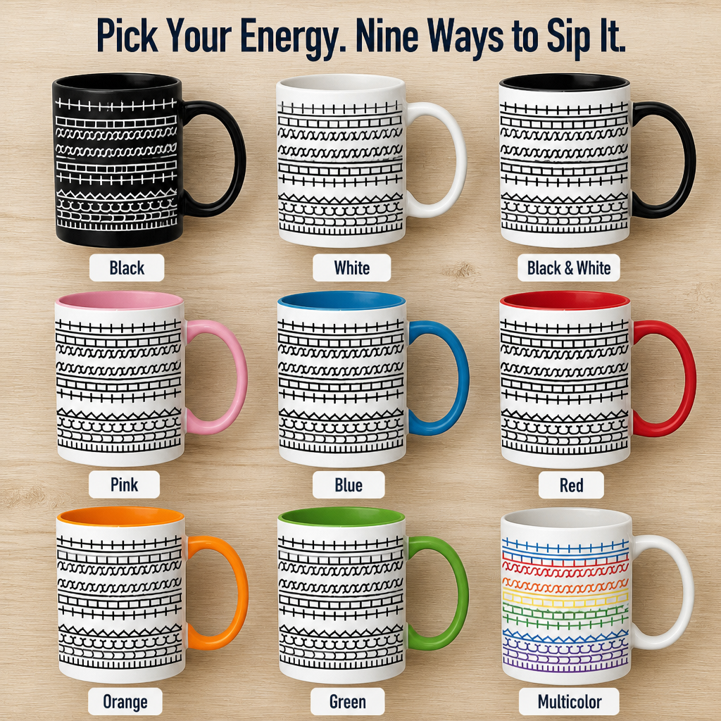 VibeSip™ — Mask Your Noisiest Workday Thoughts with a Charming Pattern