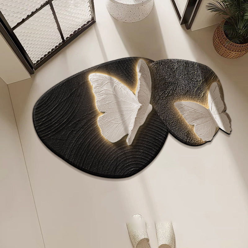 Retro butterfly fast-drying non-slip diatomaceous mat