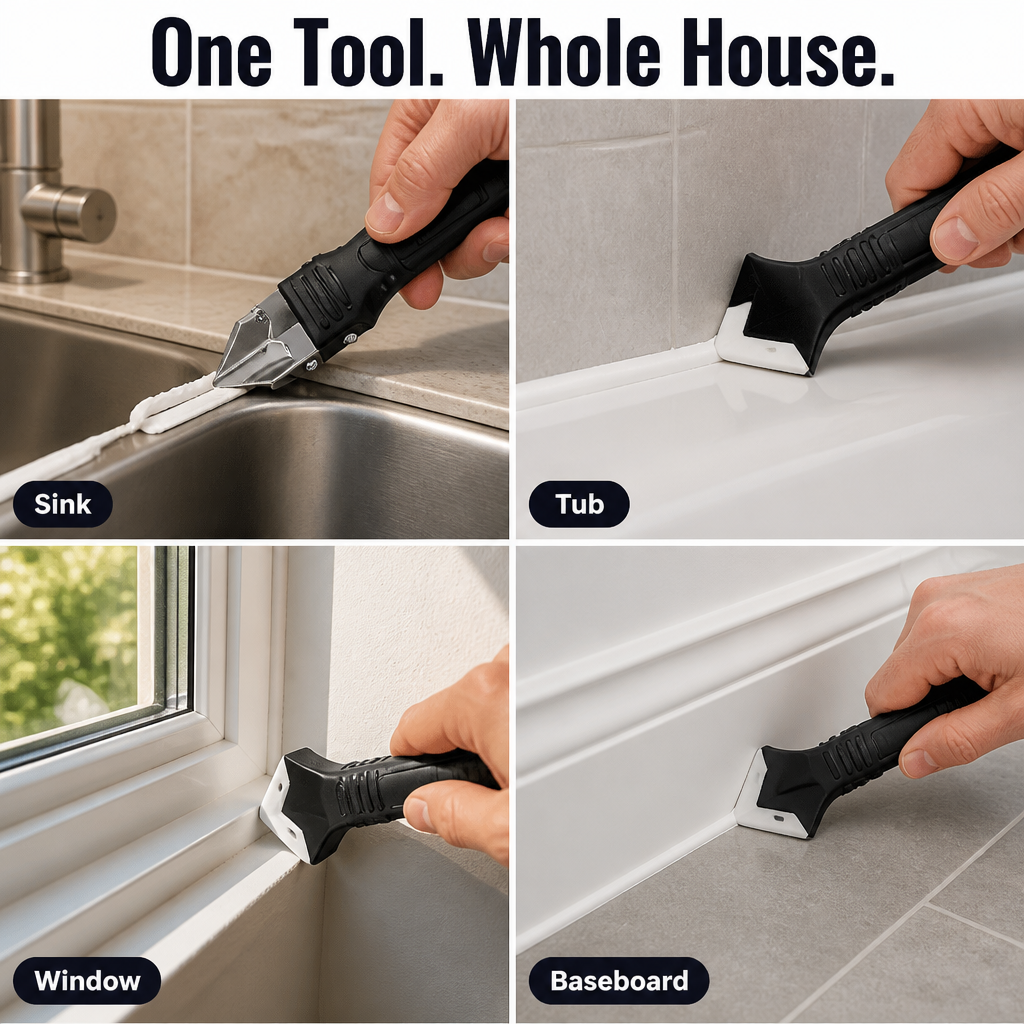 SilqueBlend™ 3-in-1 Caulk Tool — Master Flawless, Fingerprint-Free Caulk Lines in One Smooth Move
