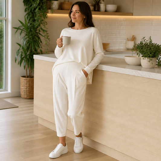 Mirelle™ – Casual Boat-Neck Two-Piece Outfit with Slim Pleated Tapered Pants