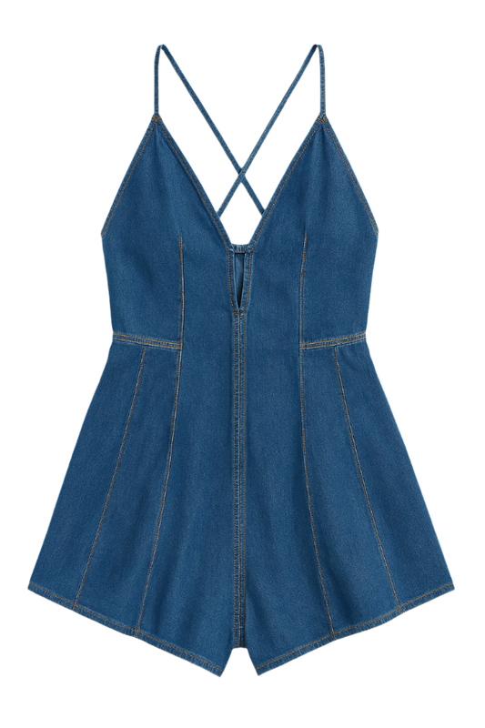 VivaLush™ Denim Romper — Effortless All-Day Comfort That Flawlessly Flows with Your Every Move