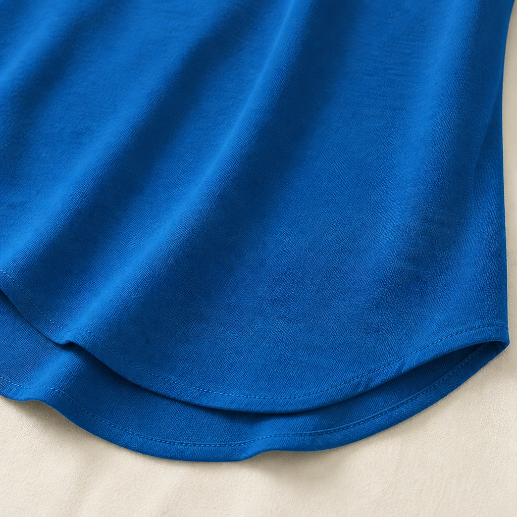 Silkora™ – Easy V-Neck Blouse with Rounded Hem