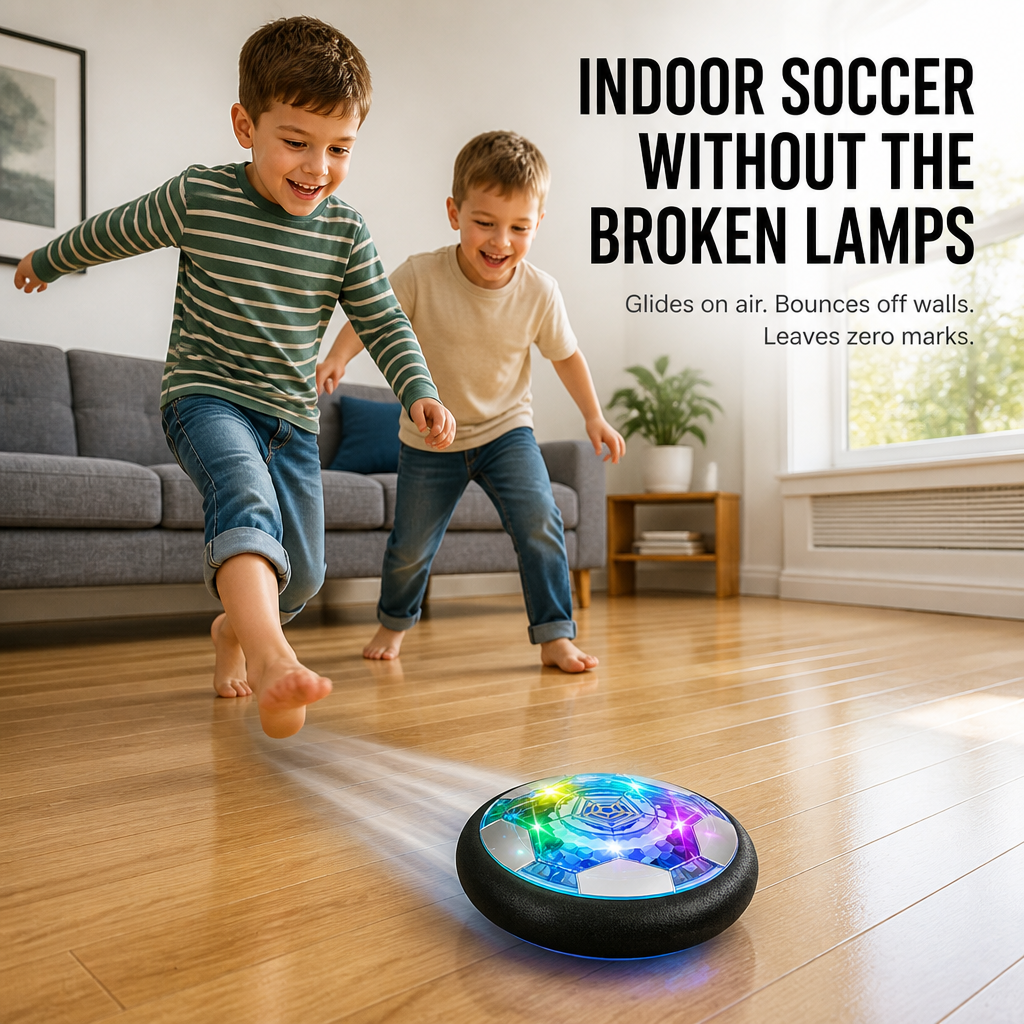 GlideSphere™ — Transform Rainy Days Into Indoor Soccer Fun Without Shattered Lamps
