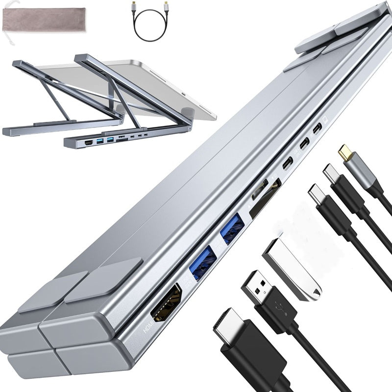 StreamlineSync™ 8-Port Dock & Adjustable Stand — Crush Neck Pain and Command Your Workspace with Effortless Focus