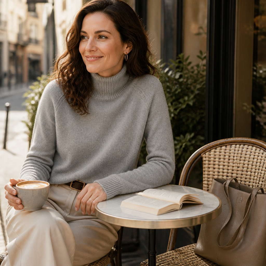 ArcticSilk™ – Comfortable Loose-Fit Turtleneck Pullover with Ribbed Edging