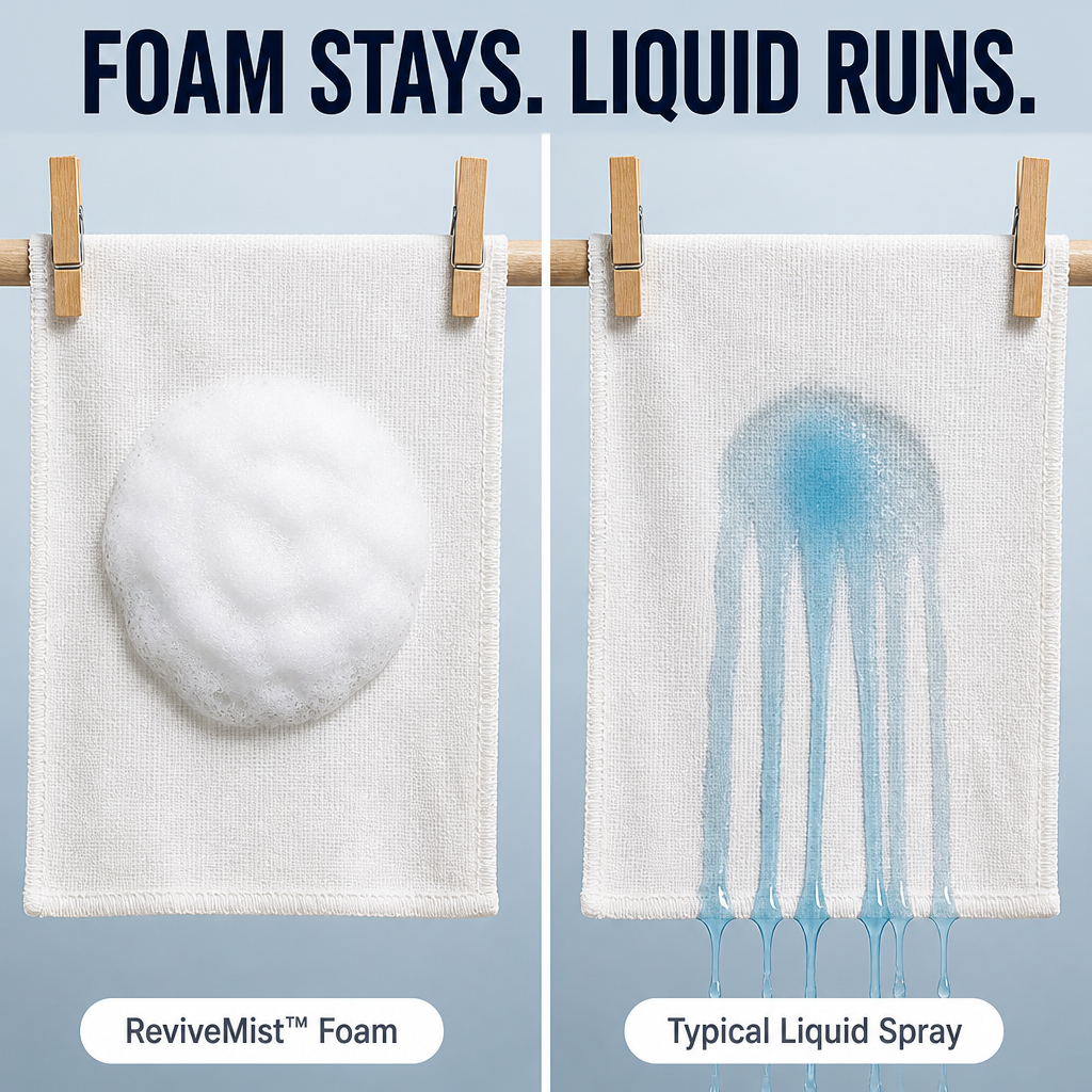 ReviveMist™ — Remove Set-In Stains from Silk, Cotton, and Wool Instantly