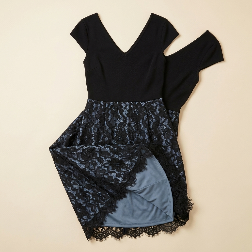 AriaLuxe™ – Lace Midi Dress with V-Neck Wrap Bodice, Curve-Enhancing