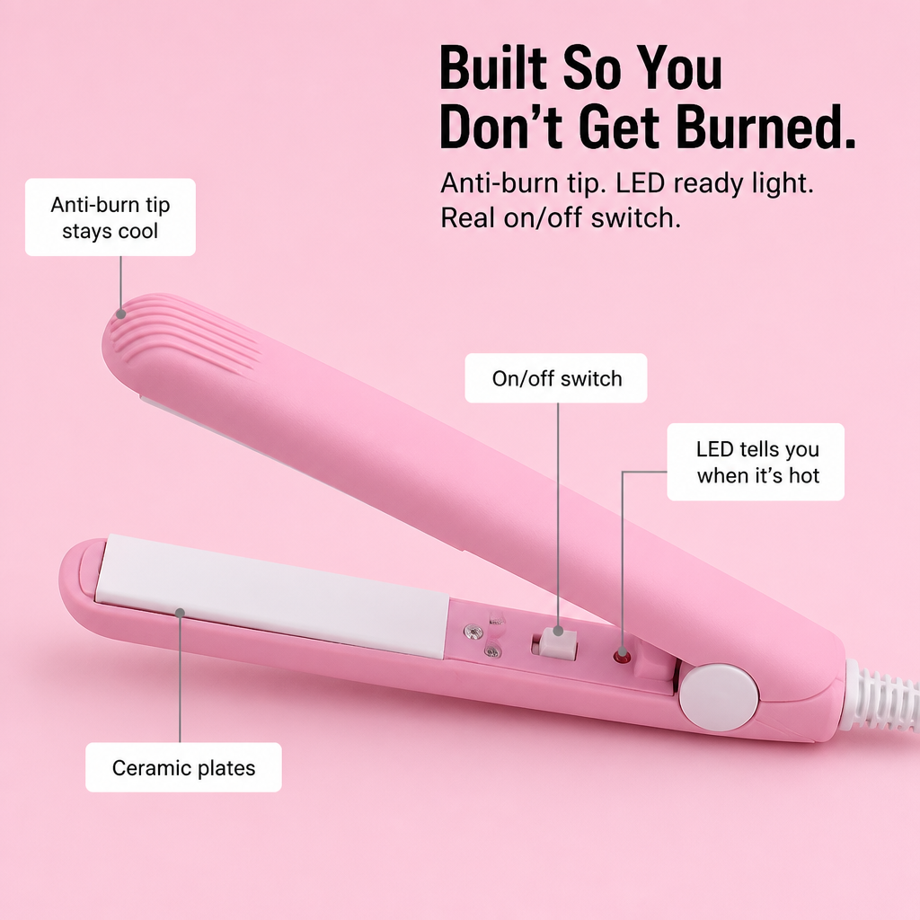 LumeaCurve™ Mini Styler — Sleek Bangs, Control Frizz & Revive Waves Anywhere