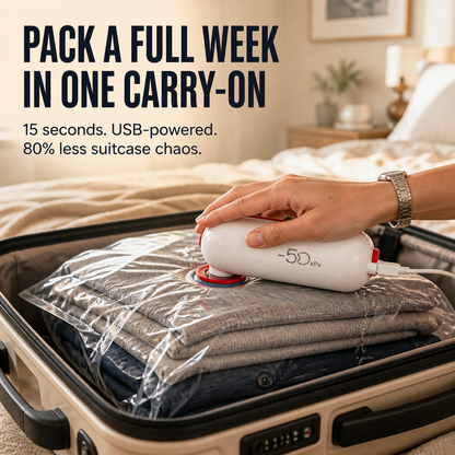VoltPack™ — Compress Your Suitcase 80% Using a Pocket USB Vacuum Pump