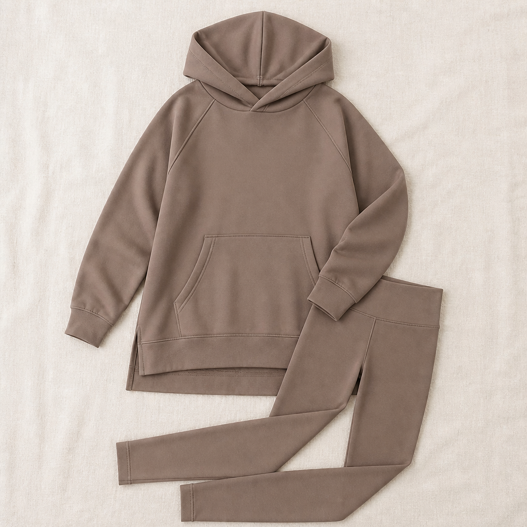 GlowFlex™ – Comfy Hooded Tunic & High-Waist Leggings Set