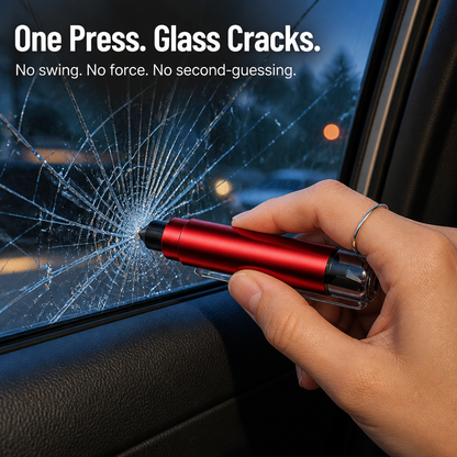 VeroGuard™ — One Press to Break Glass and Slice Through Your Seatbelt