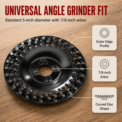 VeloCraft™ — Cut, Sculpt & Shape Wood at Double Speed on Any 5″ Grinder