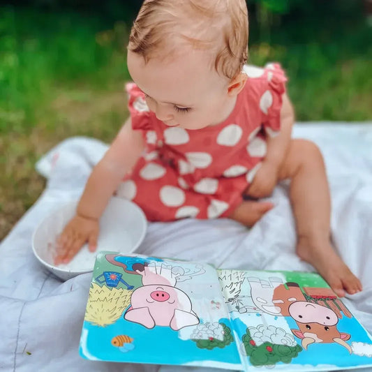 Libro da Colorare con Acqua – Animali della Fattoria, Pittura con Acqua, Riutilizzabile (8 pagine, 6–24 mesi)