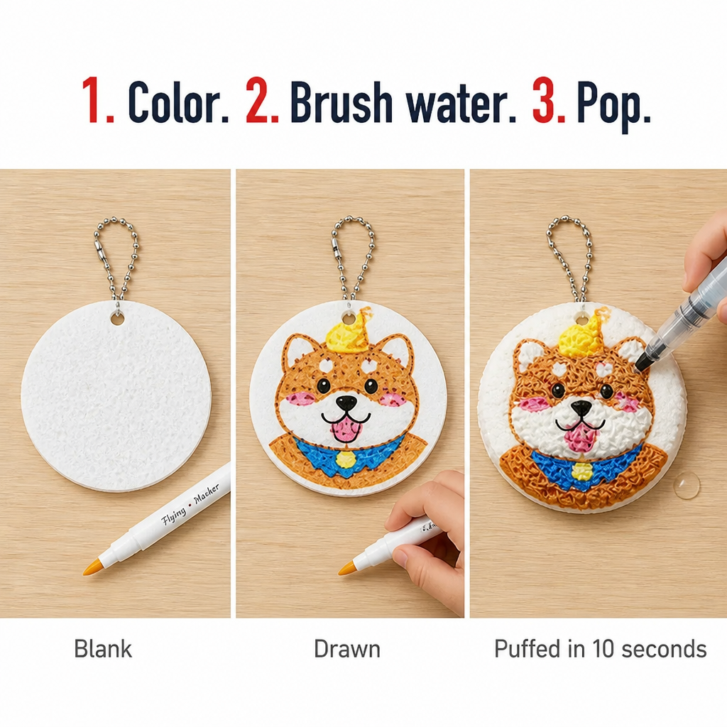 BubblePlay™ — Transform Markers and Water Into 3D Puffy Keepsakes Kids Display Themselves