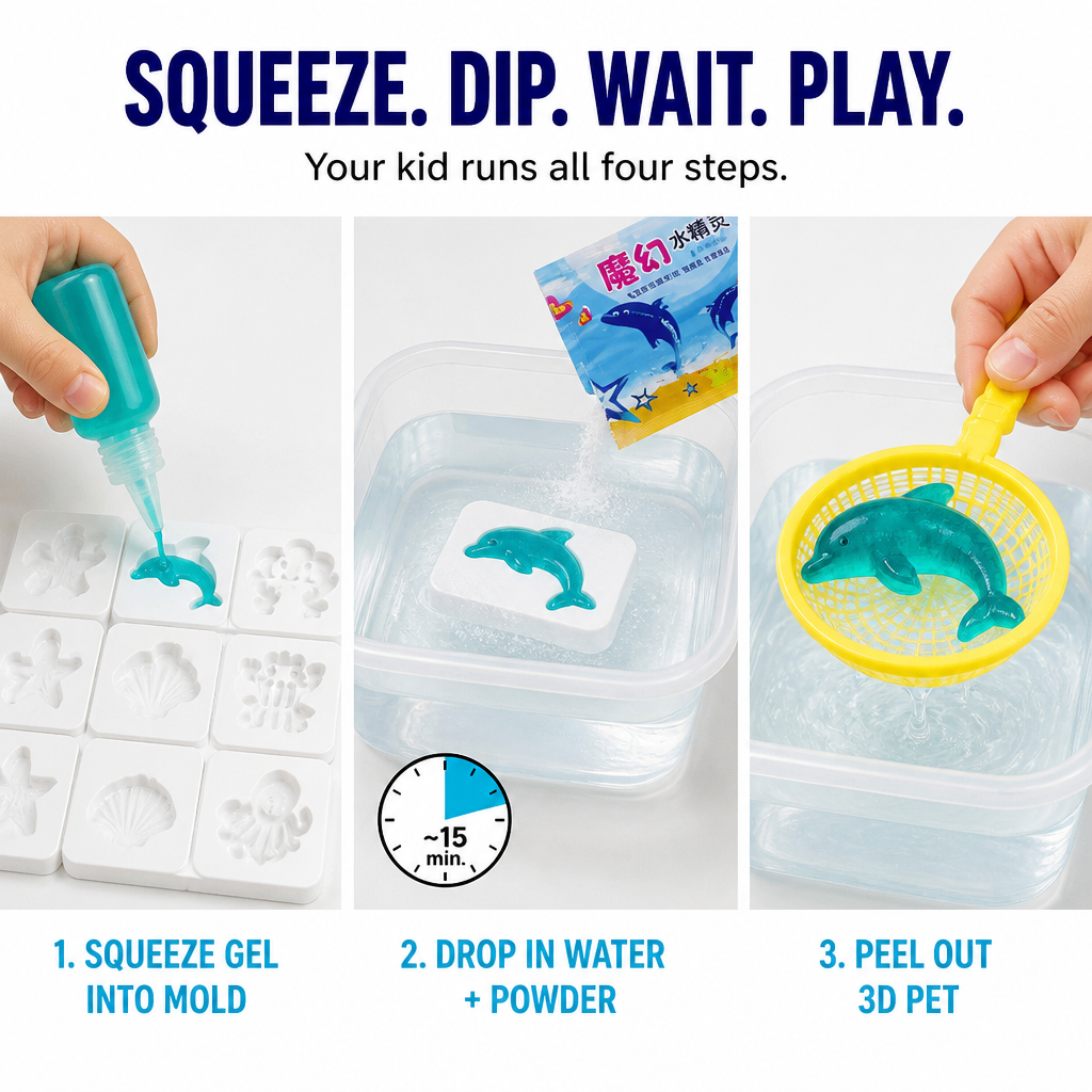TactilGlow™ — See Colored Gel Transform Into Soft 3D Water Pets