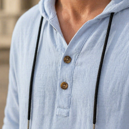 Drakescape™ – Casual Hooded Linen Henley Shirt & Pants Ensemble