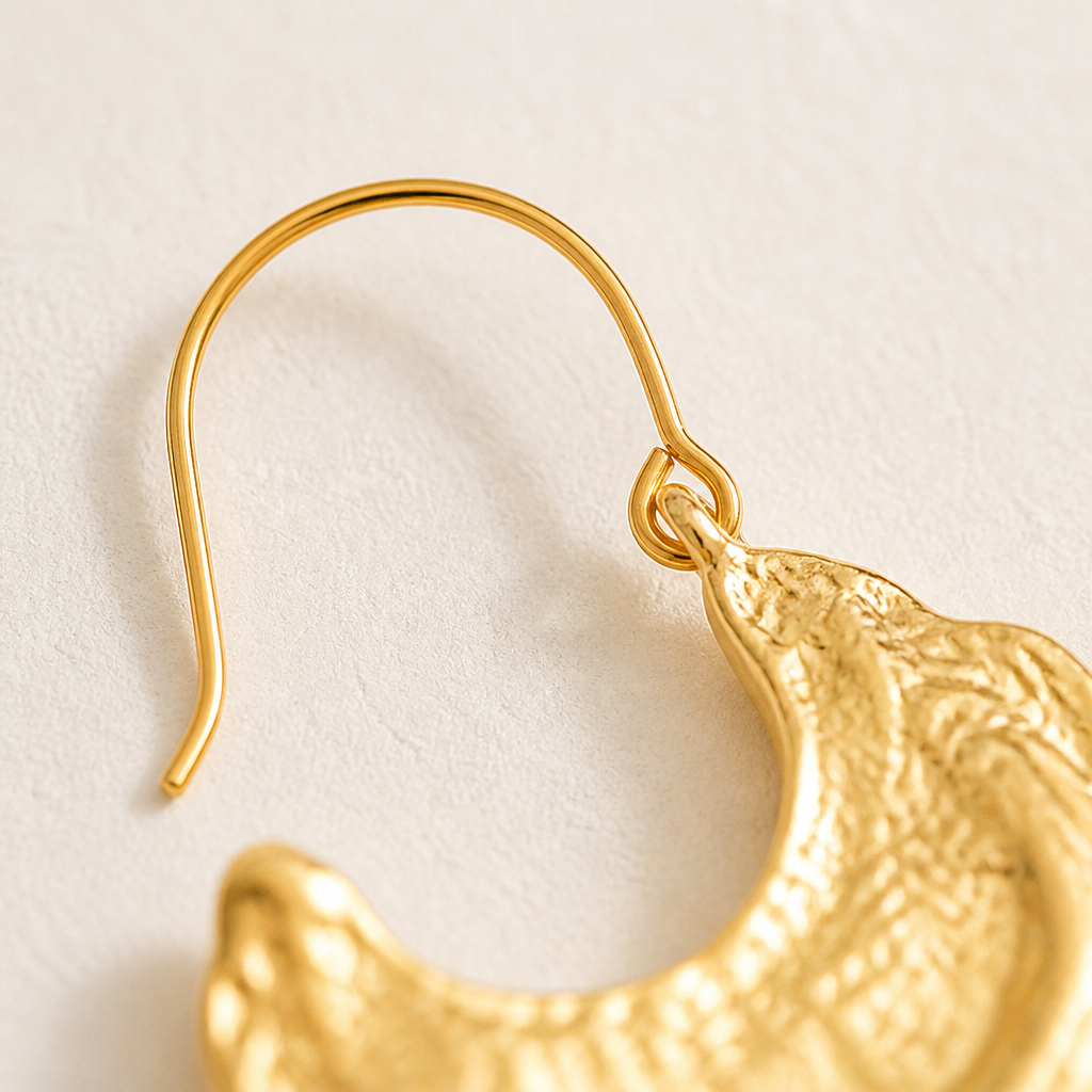 Selenia™ – Textured Gold Crescent Bold Hoop Earrings